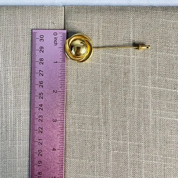 Vintage Signed Monet Gold-Tone Signed Stick Pin Brooch W/ Swirl Design 80s Retro - Picture 4 of 8